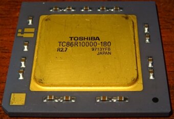 Toshiba TC86R10000-180 MHz CPU (Goldcap) 64-bit super-scalar RISC Processor MIPS-Architektur (Indigo2 )  R2.7 Socket LGA599 Japan 1995